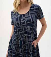 Joseph Ribkoff - Silky Knit Geometric Print Cocoon Dress