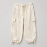 Pol - Women's Vintage washing solid lace patch quilting jogger pant