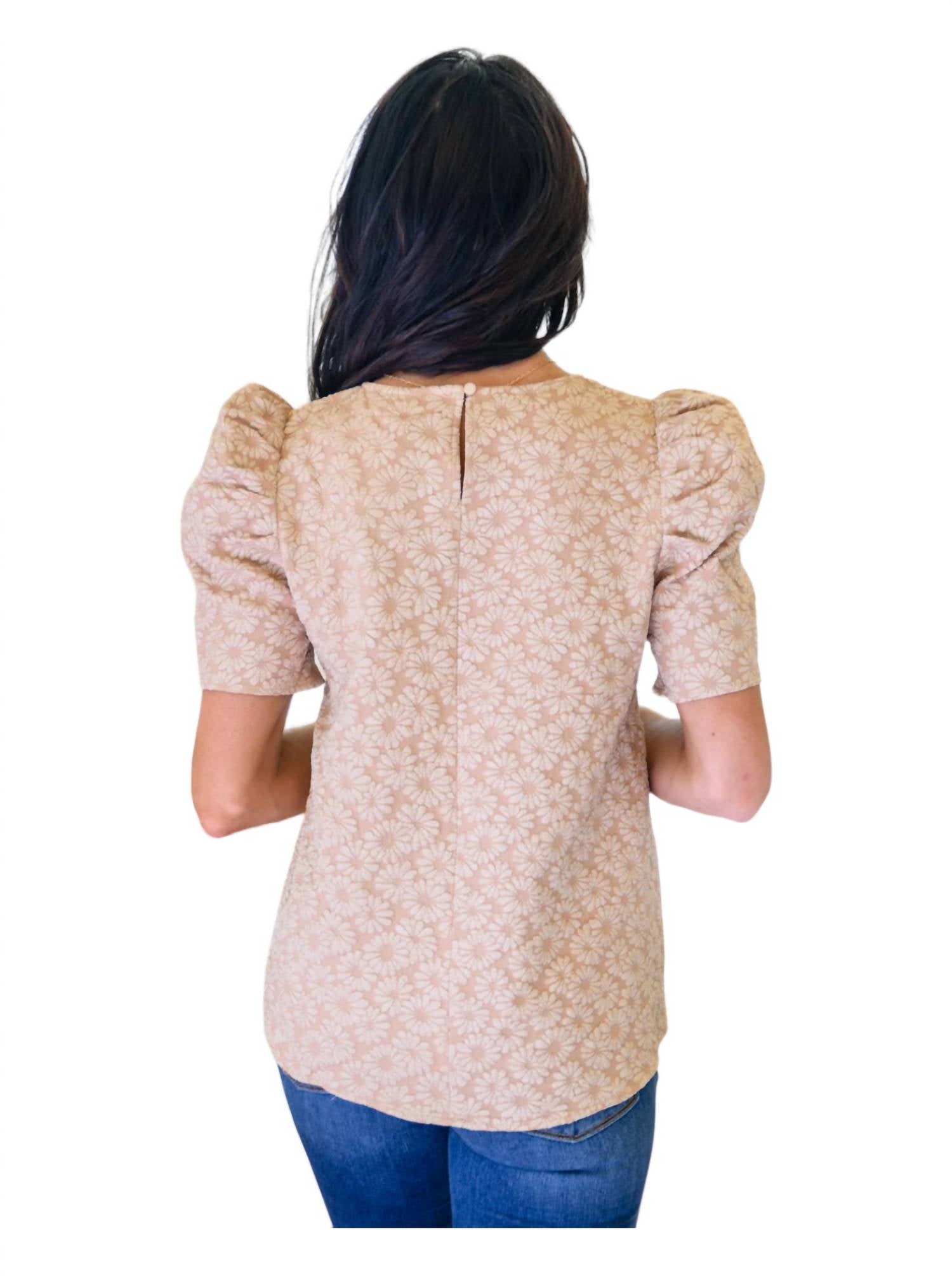 Mittoshop - Kelsi Jacquard Puff Sleeve Top