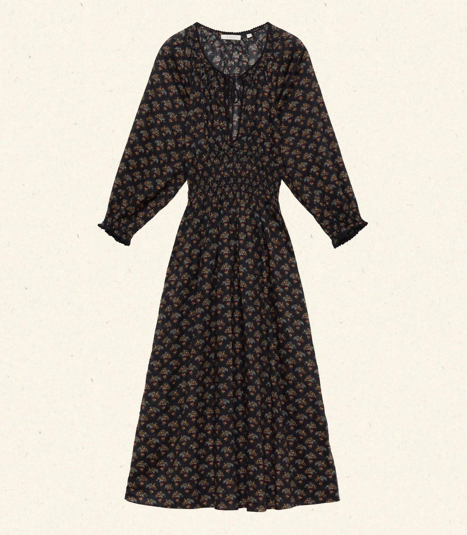 DÔEN Delfina Midi Dress in delphinium floral - women's dress - alternate view