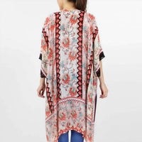 Judson & Company - Damask Print Lightweight Kimono Boho Cover-up
