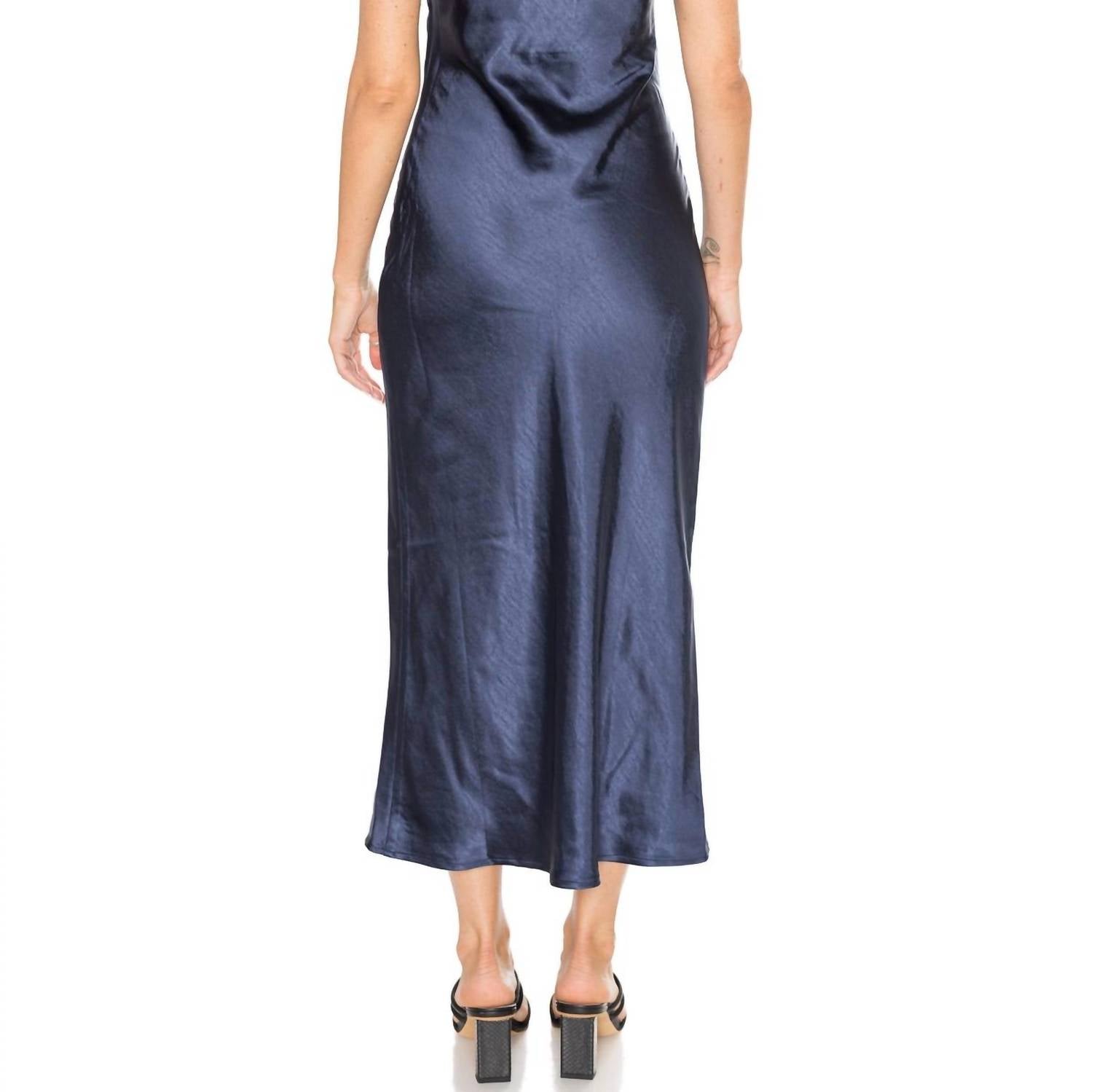 LINDA SATIN COWL NECK SLIP MAXI DRESS