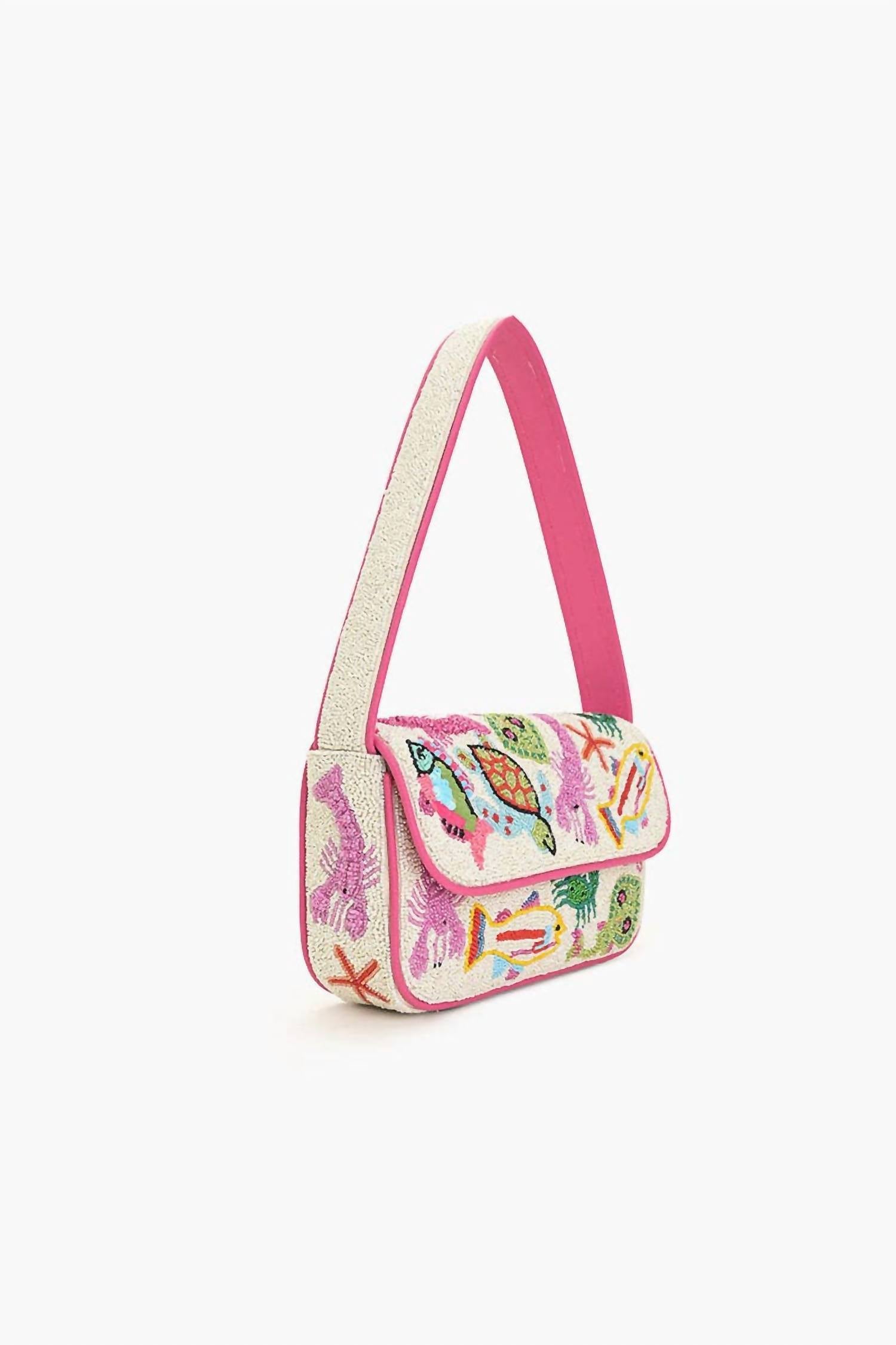 AMERICA & BEYOND Women's Underwater Beaded Shoulder Bag in white - women's bag - alternate view