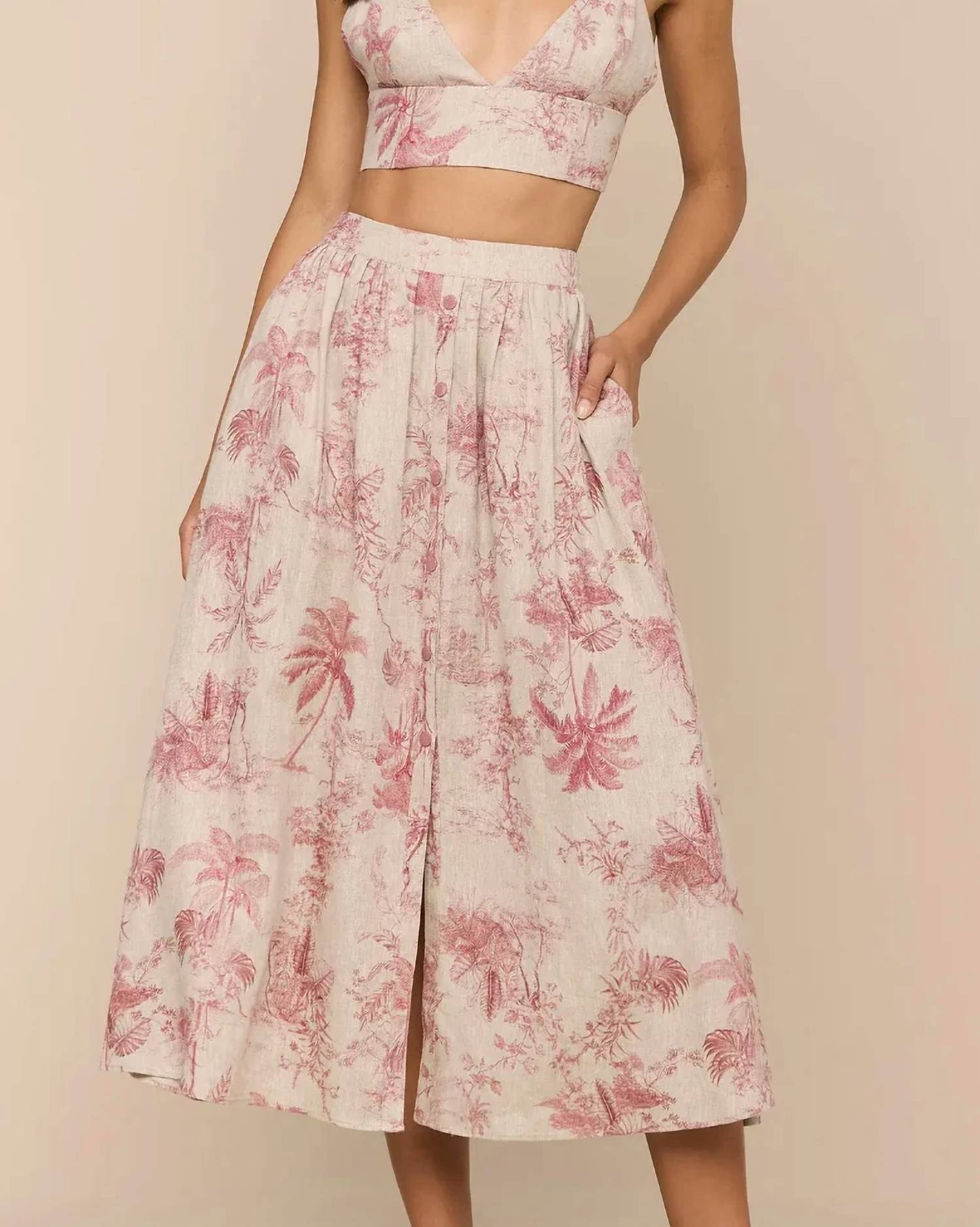 L'Agence - Seina Linen Midi Skirt