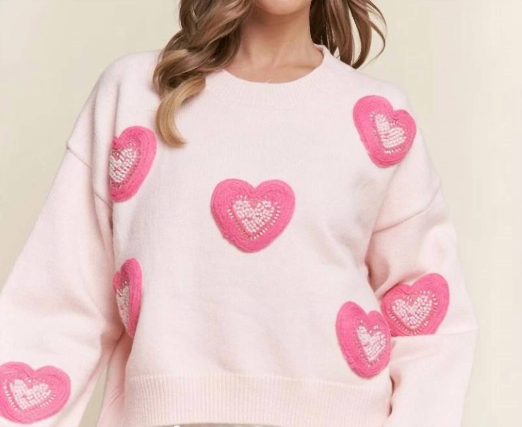 J.Nna - Lovely Beaded Hearts Sweater