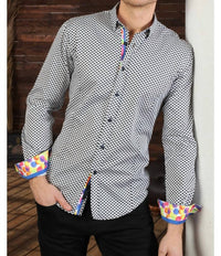Eight X - Button Down Print Shirt With Colorful Dot Trim