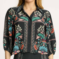 CABALLERO Juliette Button-down Top in twilight bloom - women's blouse