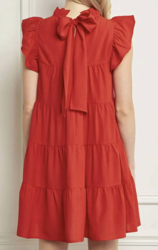 Entro - Mock Neck Ruffle Dress