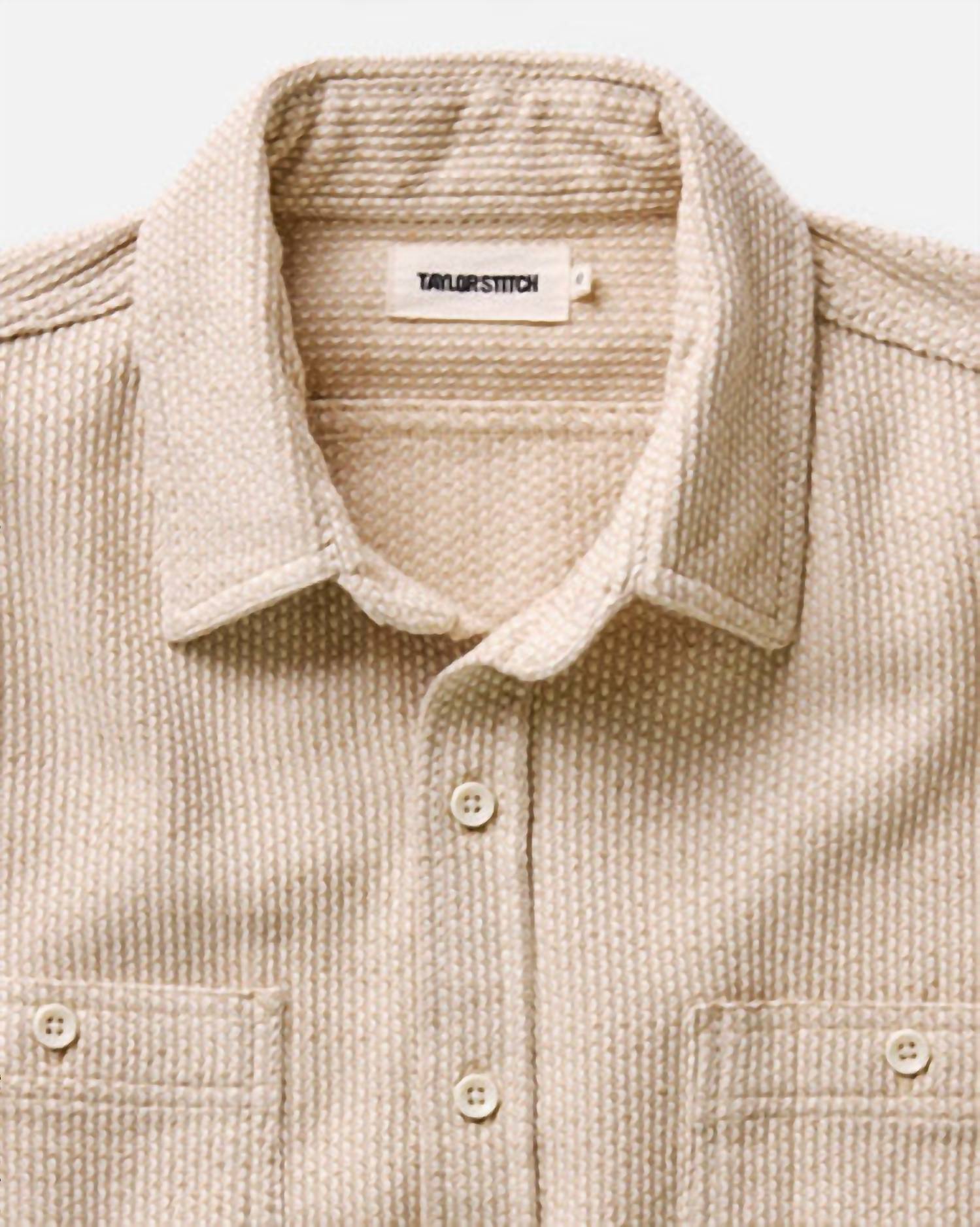 Taylor Stitch Men's Utility Shirt in natural sashiko - men's long sleeve top - view 4