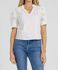 Dear John Denim - Women's Lace Puff Sleeve Top