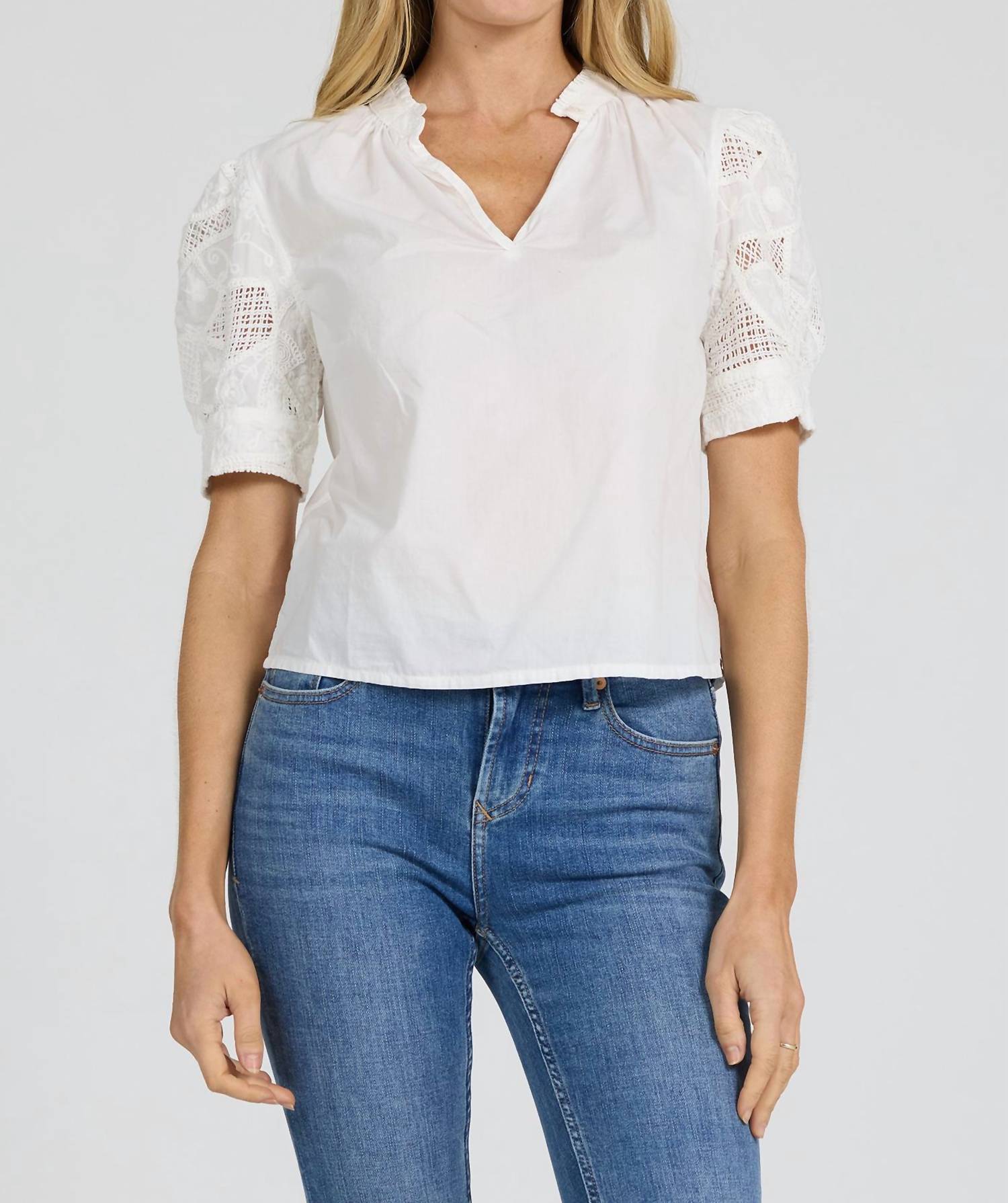 Dear John Denim - Women's Lace Puff Sleeve Top