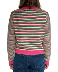 Jumper1234 Geo Stripe Crewneck Sweatshirt in rosae bergamot starch - women's top - detail view