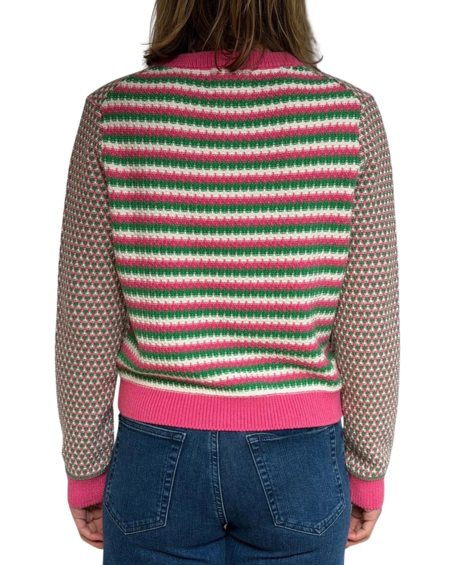 Jumper1234 Geo Stripe Crewneck Sweatshirt in rosae bergamot starch - women's top - detail view