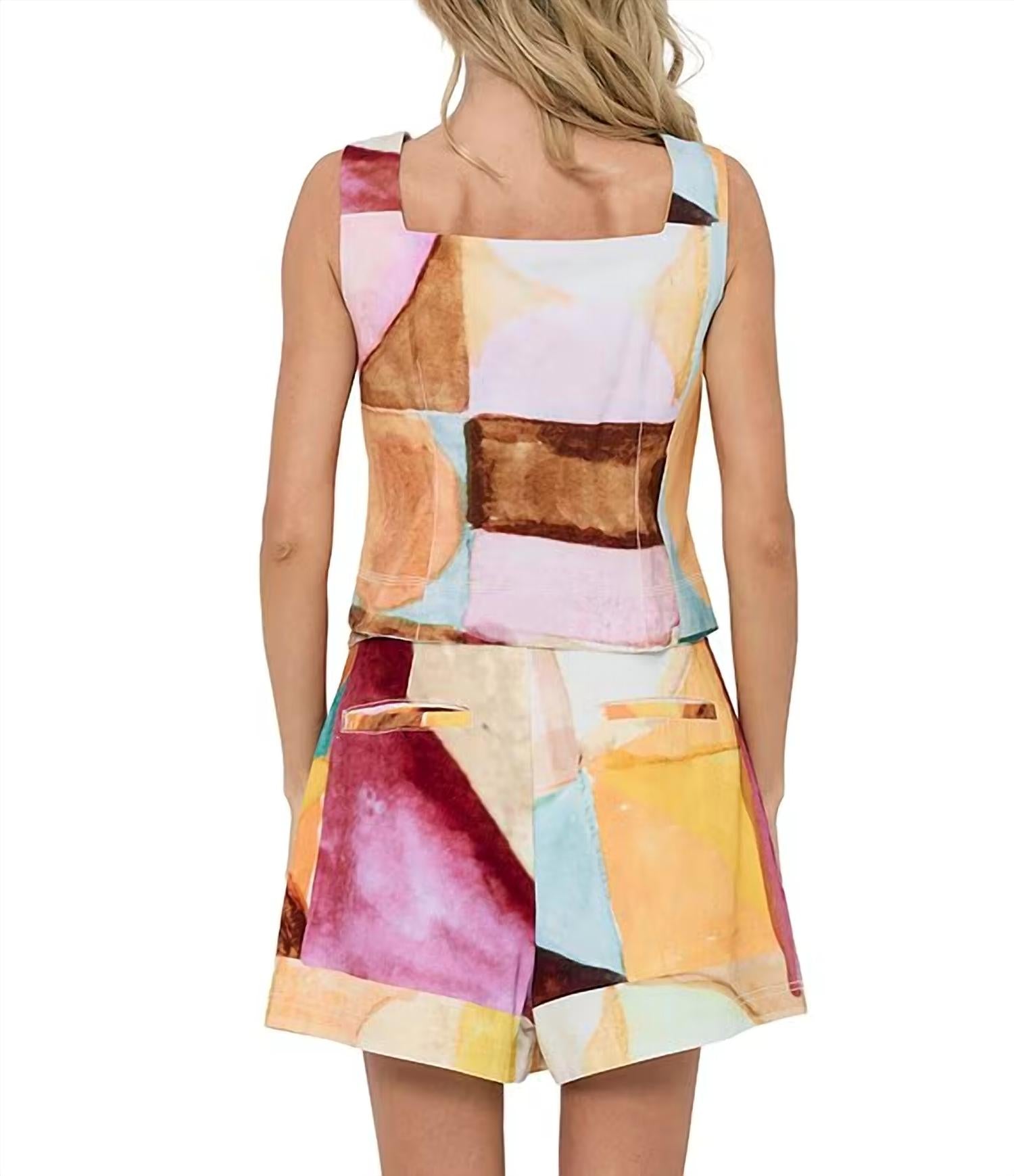 Ciebon - Yesika Abstract Print Scalloped Cotton Top