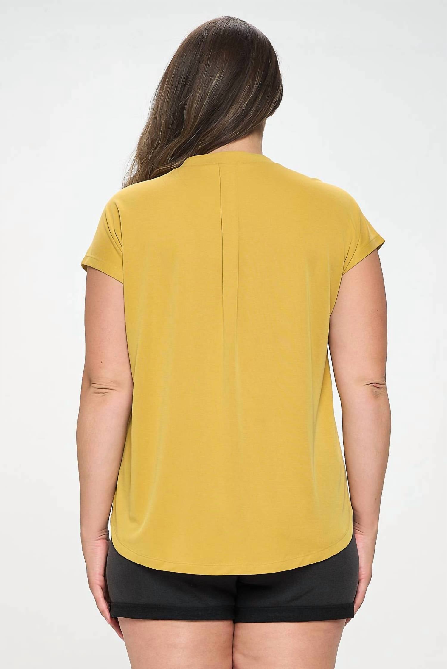 Doe And Rae - Curpo Slit V-neck Top With Pleat Detail