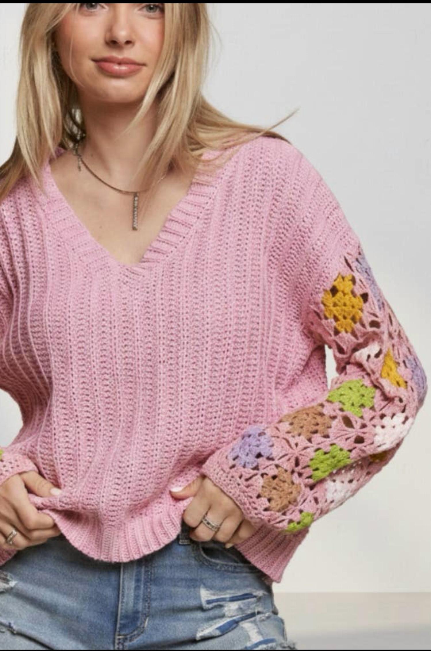 Adora - Long sleeve knit floral sweater