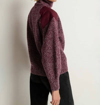 Nation LTD Pepper Patched Sweater in heather port - women's sweater - detail view