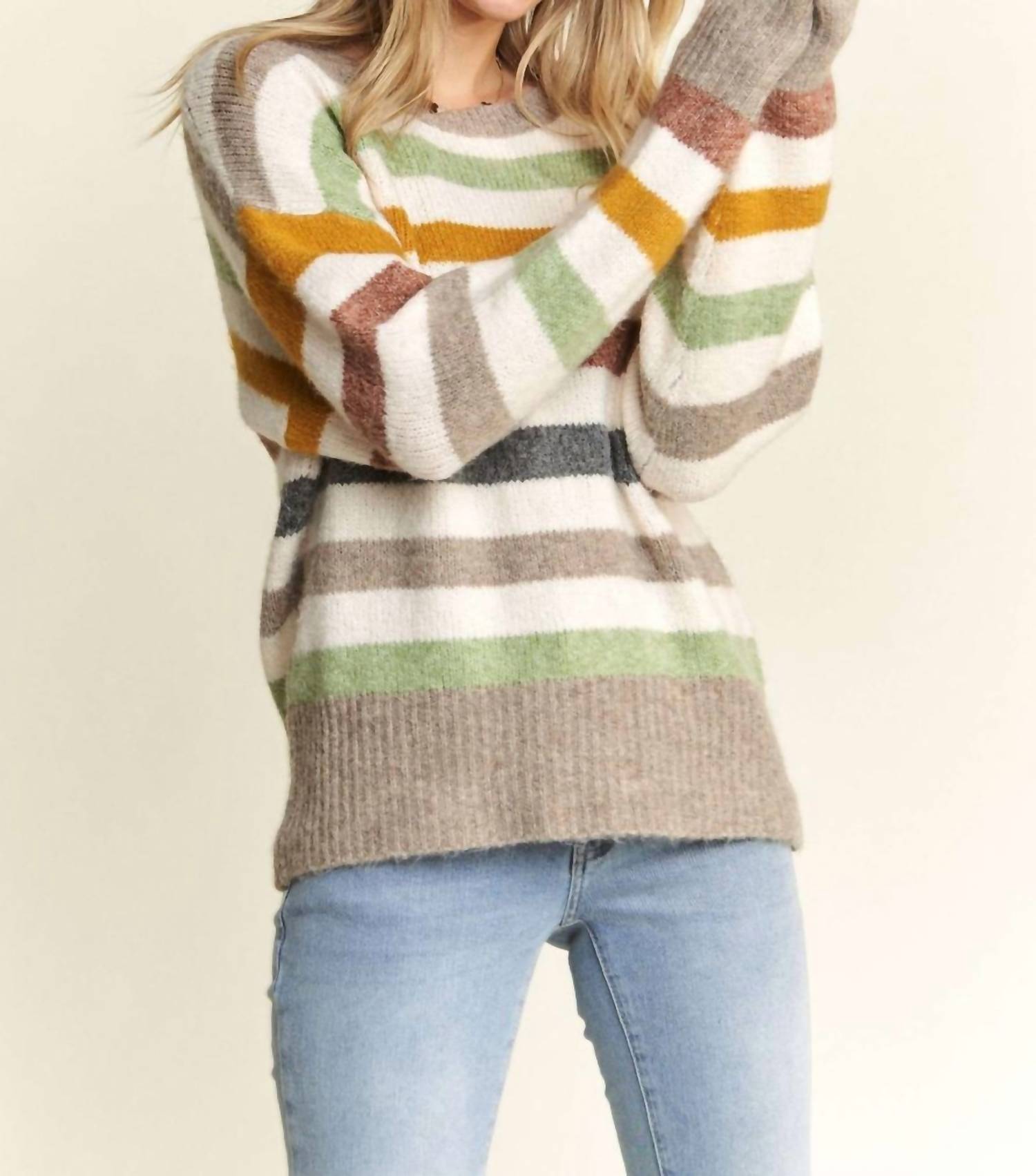 Madelyn - Stripe Sweater Top - Plus