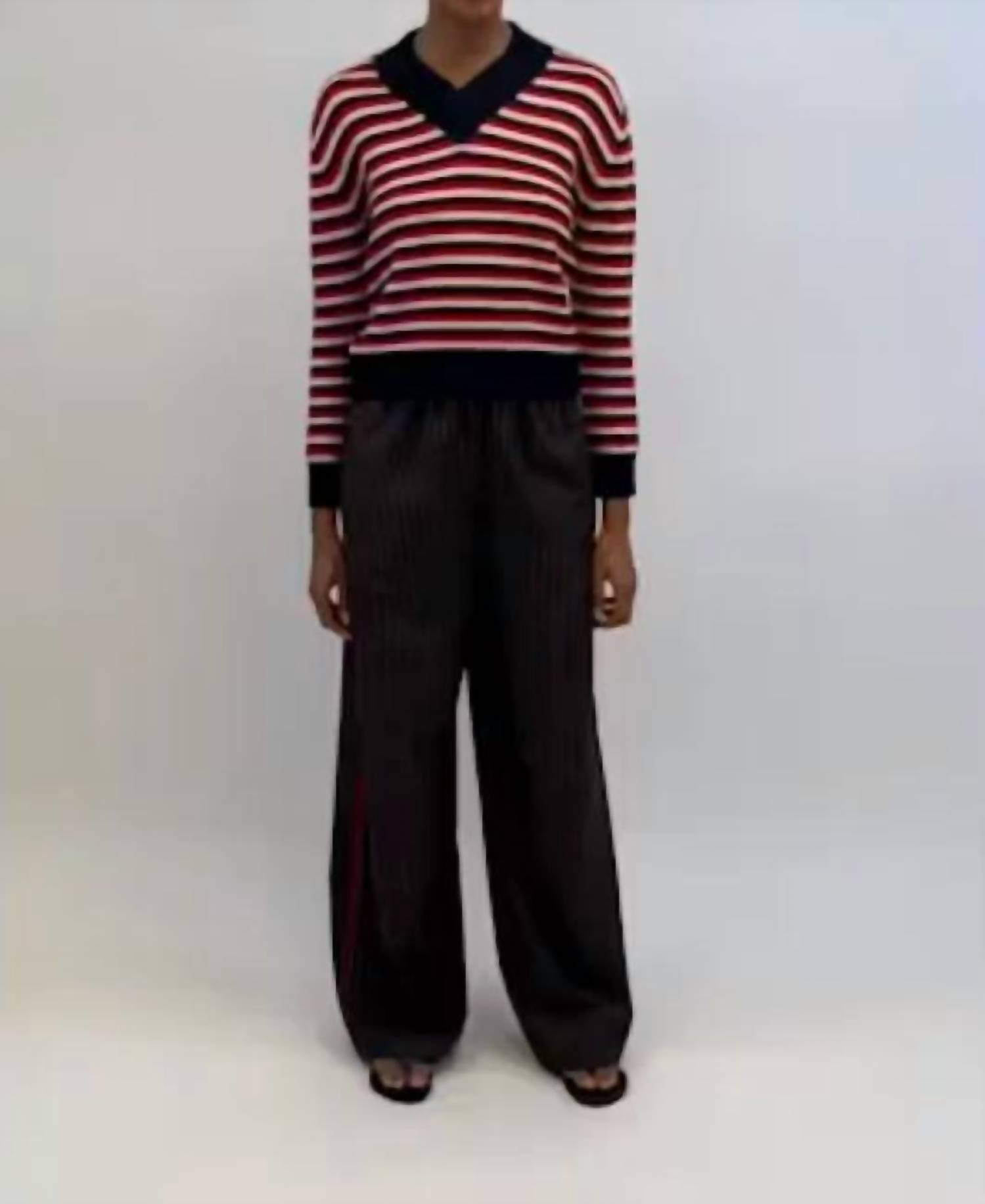 Rosie Assoulin - Striped V Neck Sweater