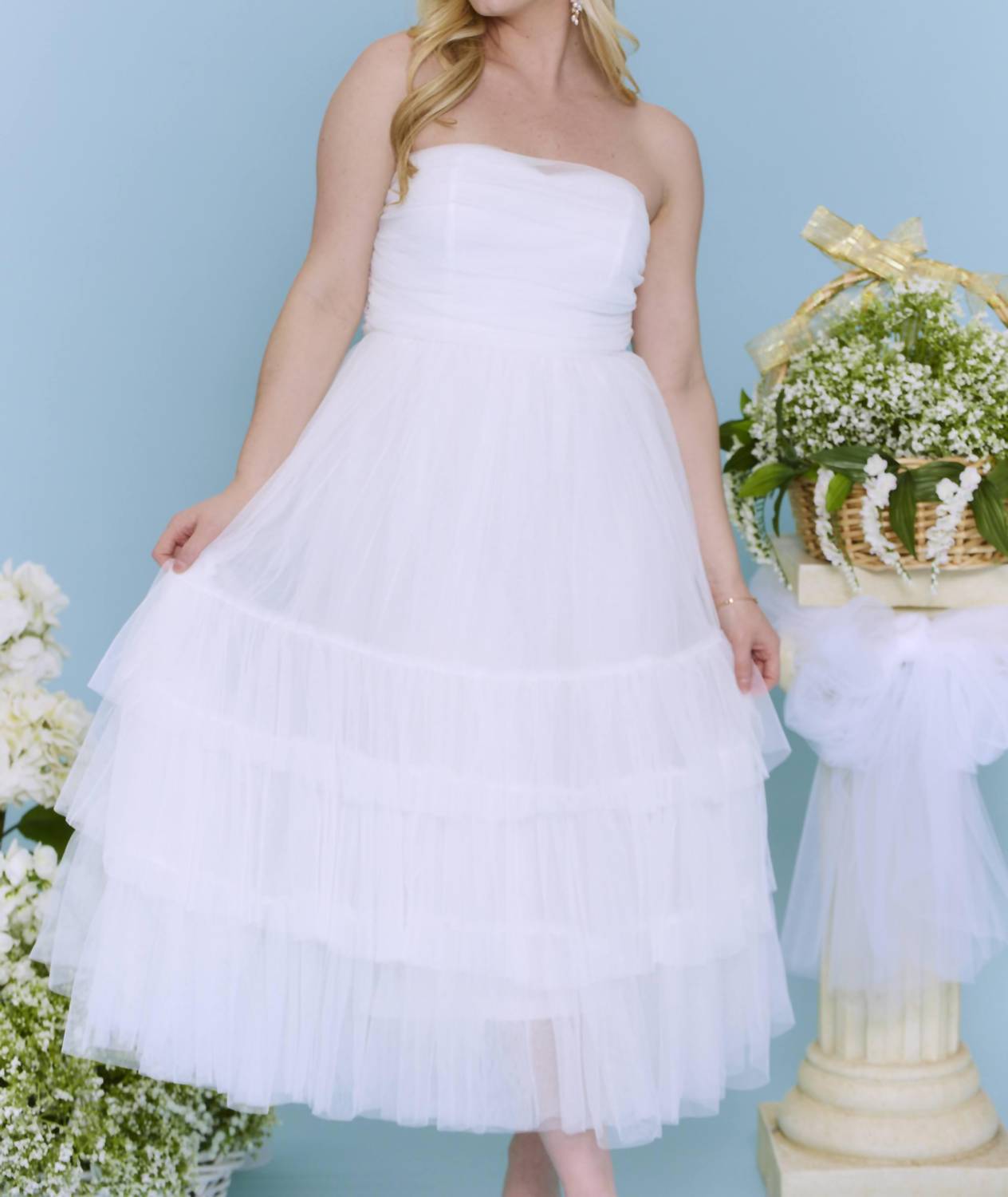 Luxxel - Tulle Tiered Midi Dress