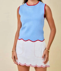 Day + Moon - Lake Day Scallop Sweater Tank