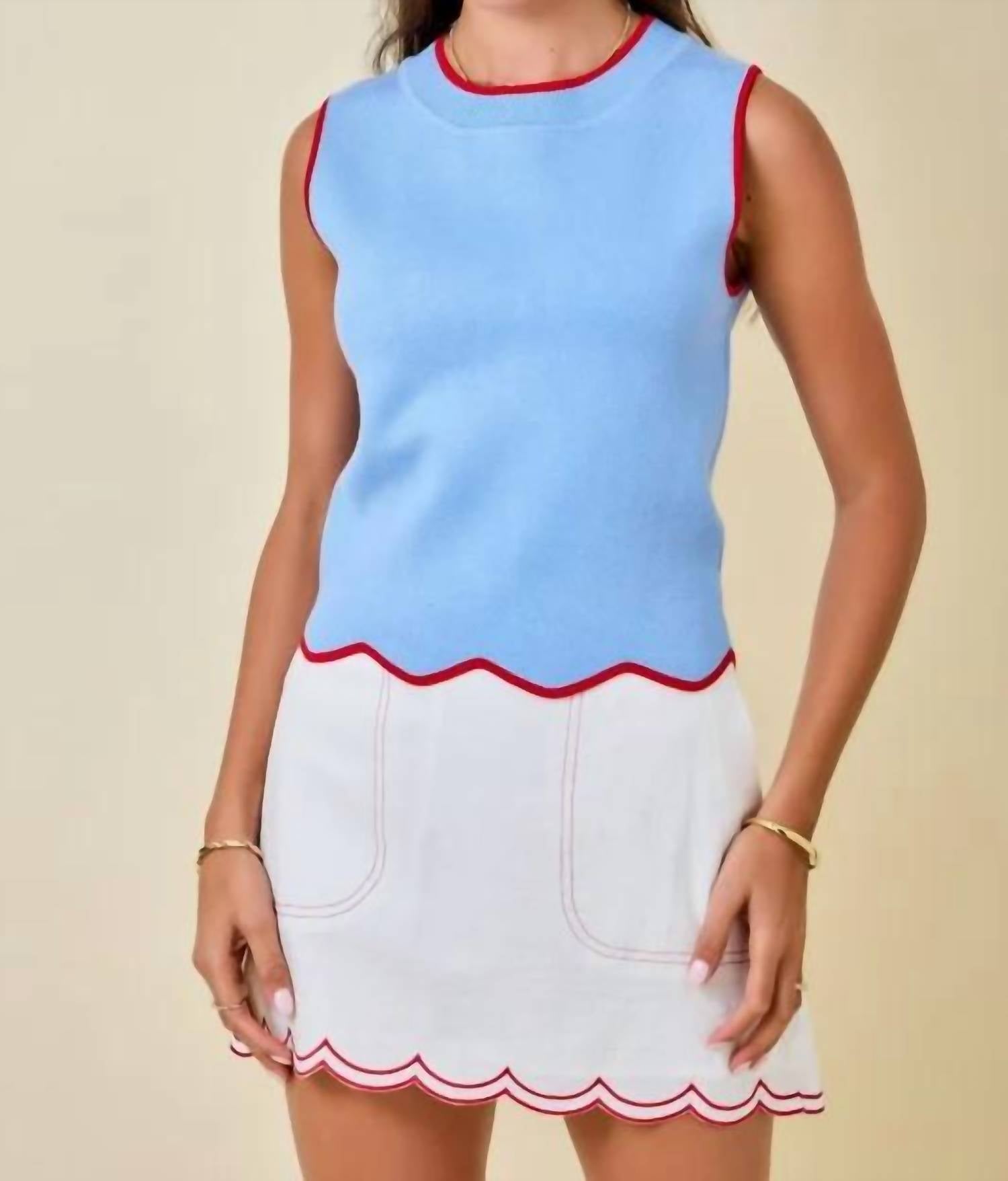 Day + Moon - Lake Day Scallop Sweater Tank