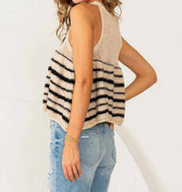 Sew In Love - Relaxed Fit Striped Crochet Knit Tank