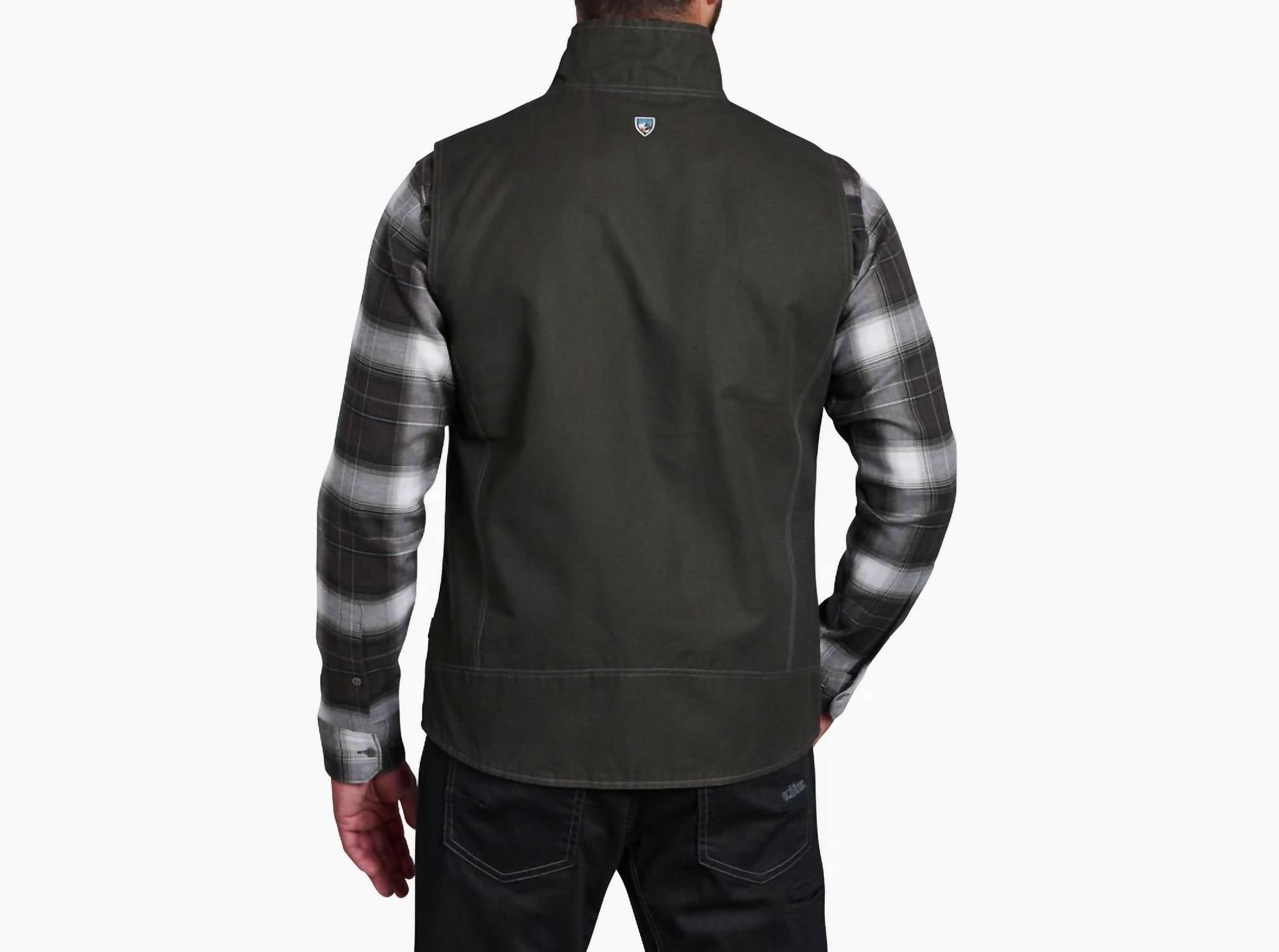 KUHL Men's Burr Vest in gun metal - men's jacket - detail view