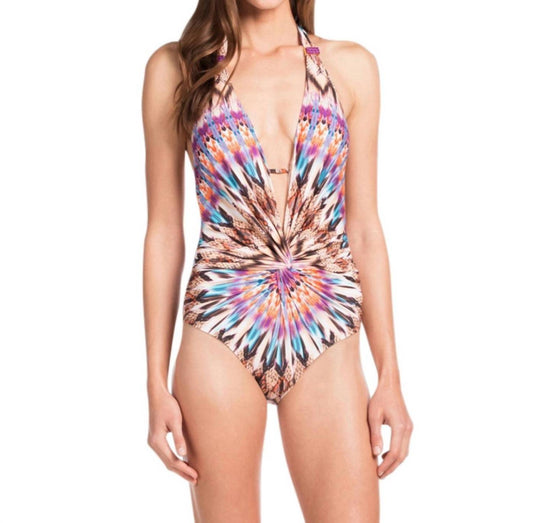 Kenneth Cole - V-plunge Halter One Piece Swimsuit