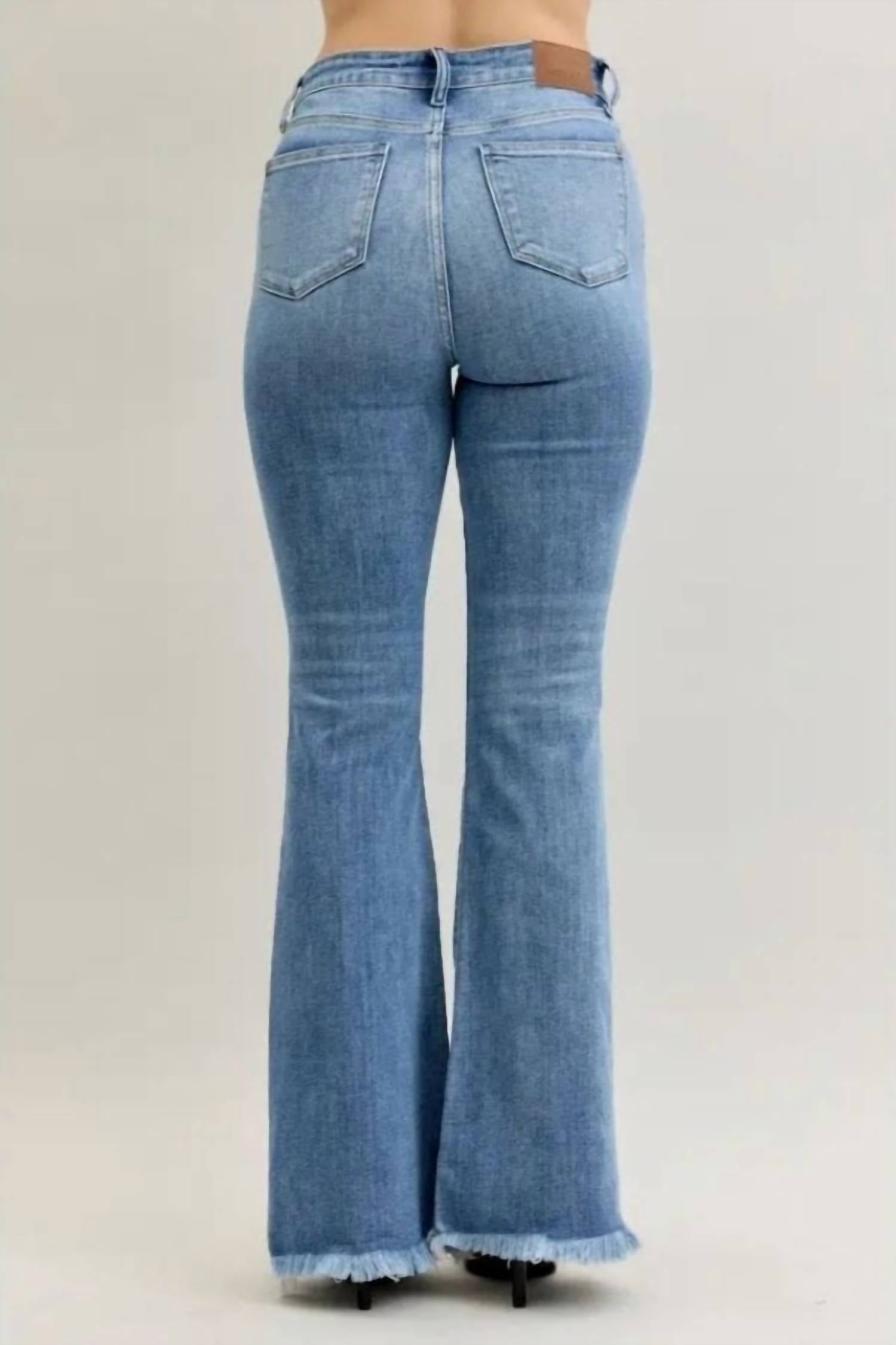 Judy Blue - High Waist Flare Fray Hem Jeans