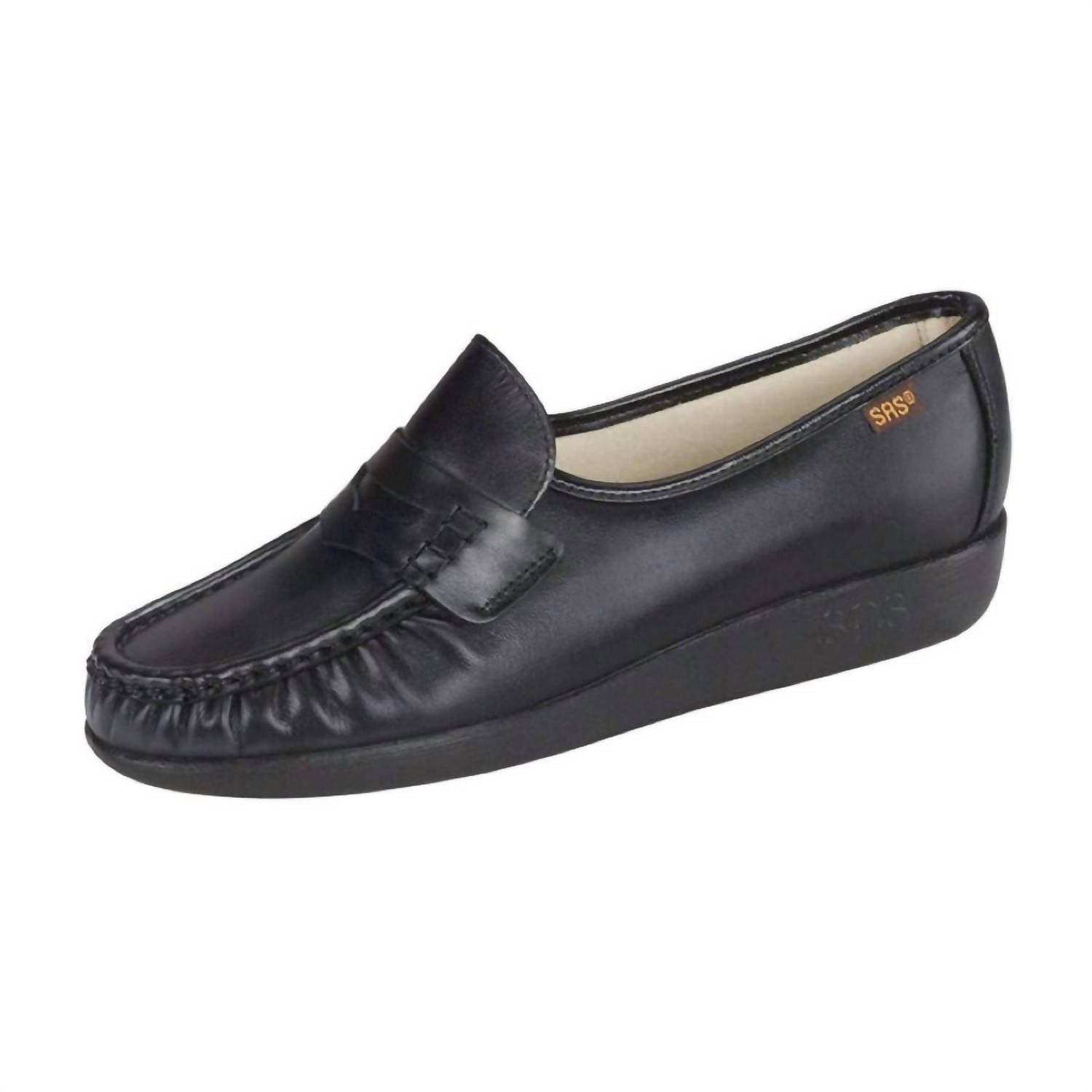 SAS Women's Classic Slip On Moccasin in black - women's shoe - alternate view