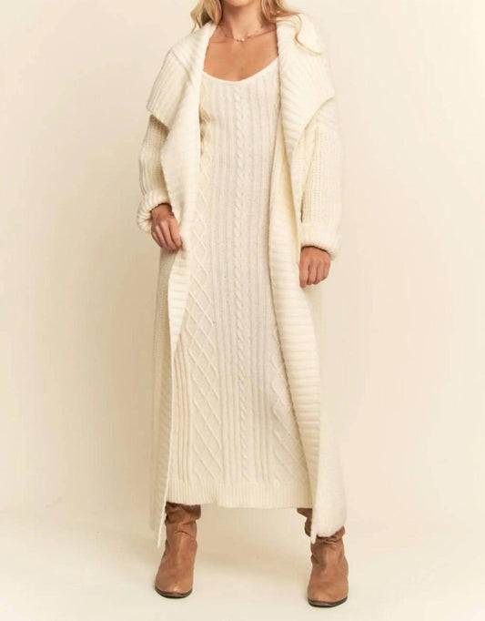 Davi & Dani - Sweater Knit Cable Longline Dress & Cardigan Set