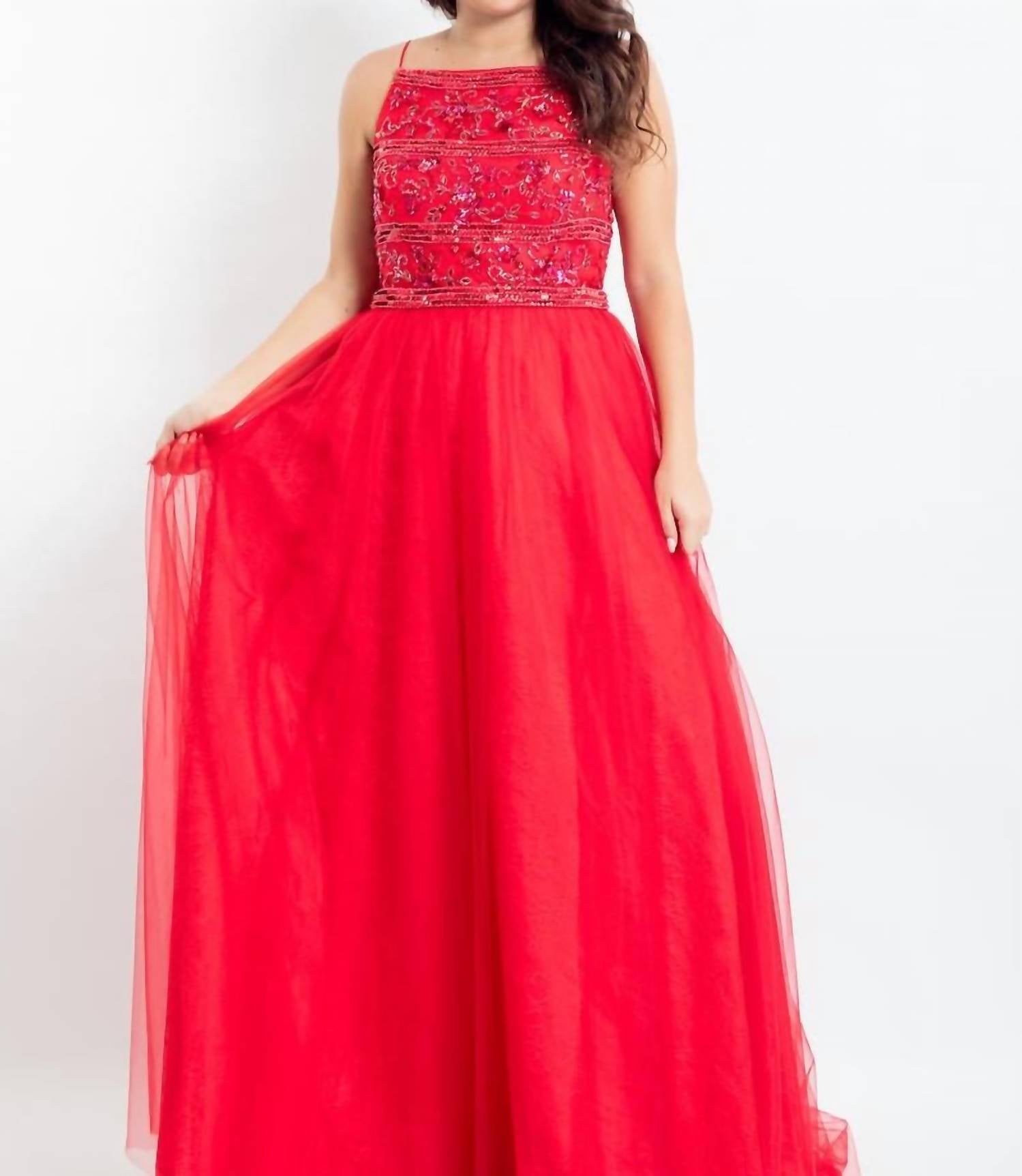 Rachel Allan - Beaded Tulle Prom Dress