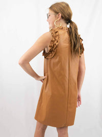 Pretty Follies Ruffle Dress in camel - women's dress - alternate view