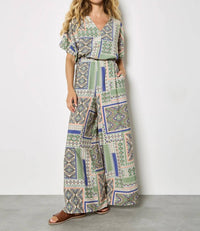 Apricot - Folk Patchwork Wide Leg Trousers