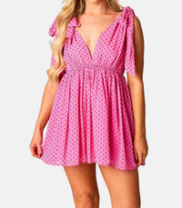 Buddylove - Elizabeth Polka Dot Tie-shoulder Mini Dress