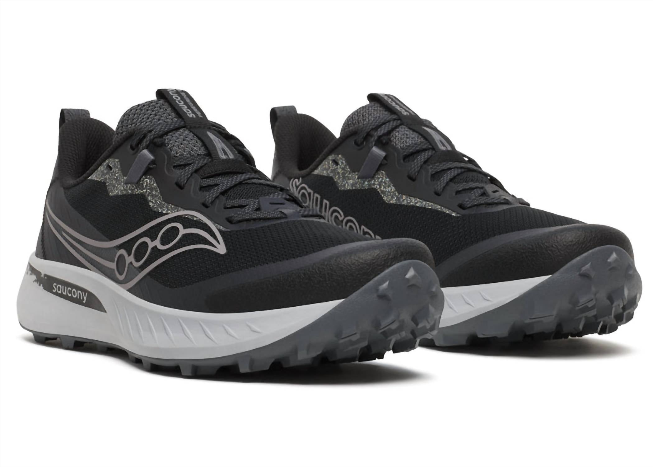SAUCONY Men's Peregrine 15 Trail Shoe in black shadow noir ombre - men's shoe