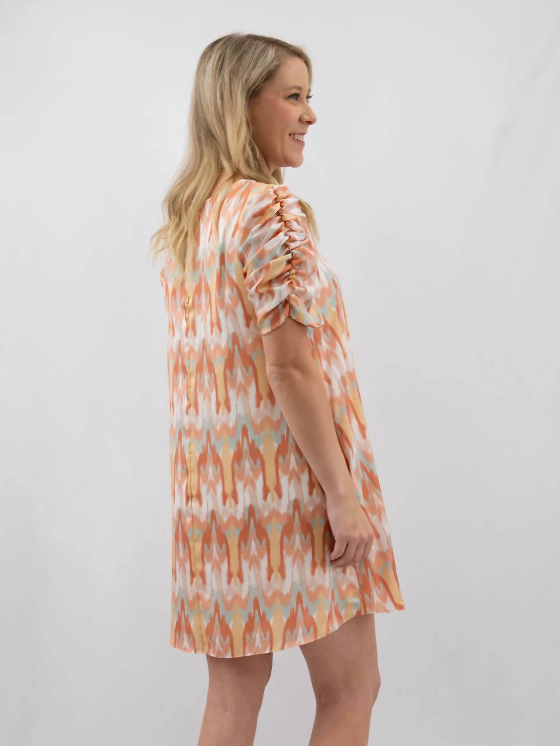 ADRIENNE Satin Petals Dress in pastel print - women's dress - alternate view