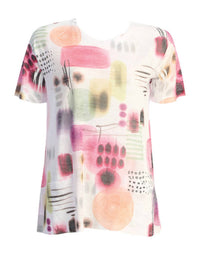 Jess & Jane Women's Verona Patch Pocket Burnout Top in white - women's t-shirt - detail view