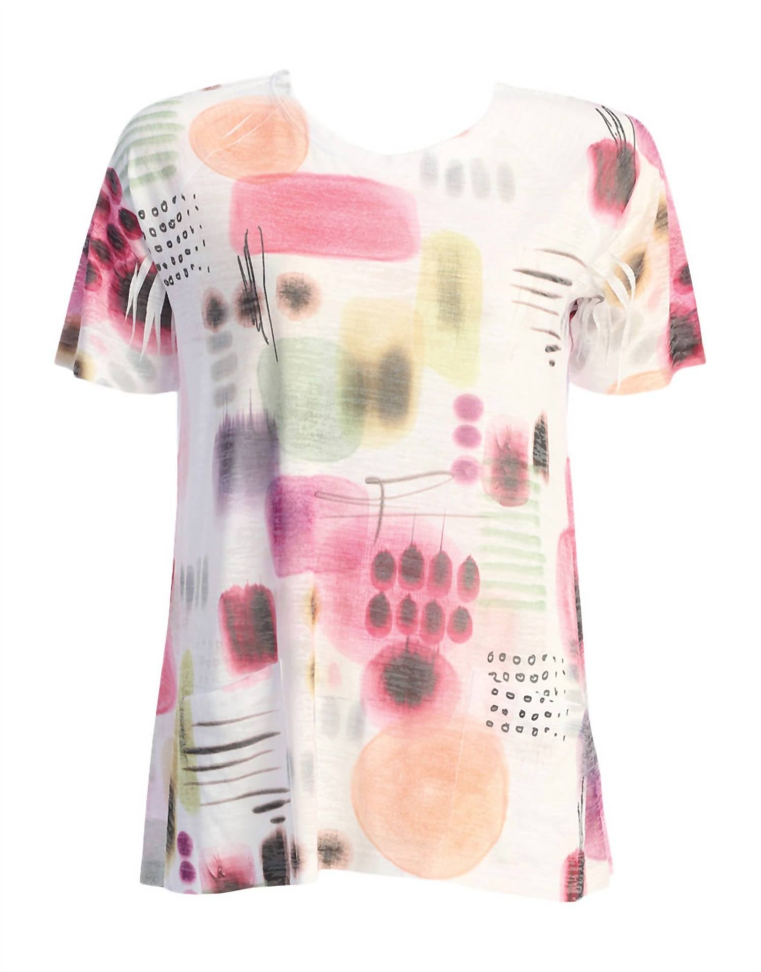 Jess & Jane Women's Verona Patch Pocket Burnout Top in white - women's t-shirt - detail view