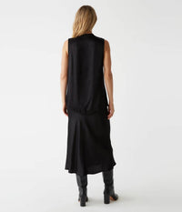 Michael Stars Women's Leila Bias Satin Cut Skirt in black - women's skirt - detail view