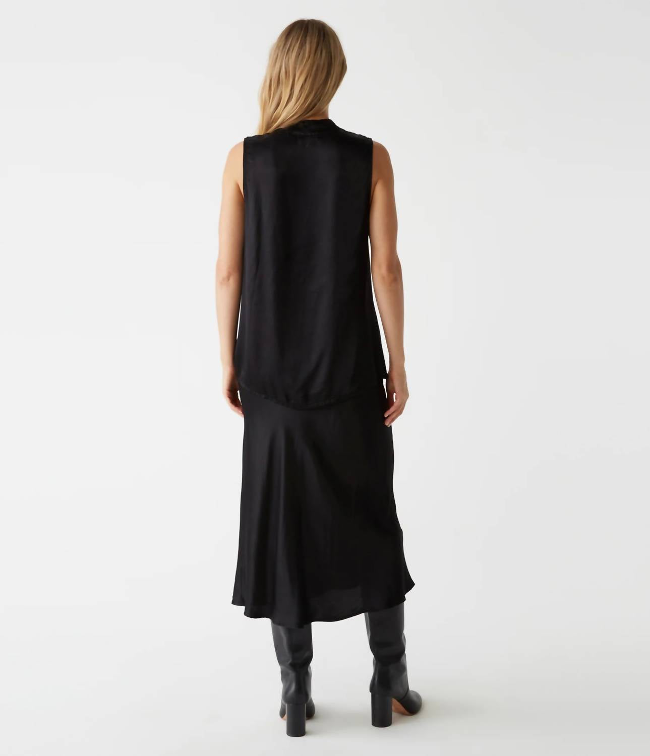 Michael Stars Women's Leila Bias Satin Cut Skirt in black - women's skirt - detail view