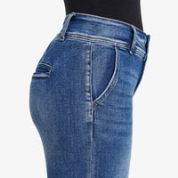 Bayeas High Rise Raw Hem Jean in medium blue - women's jeans - view 5