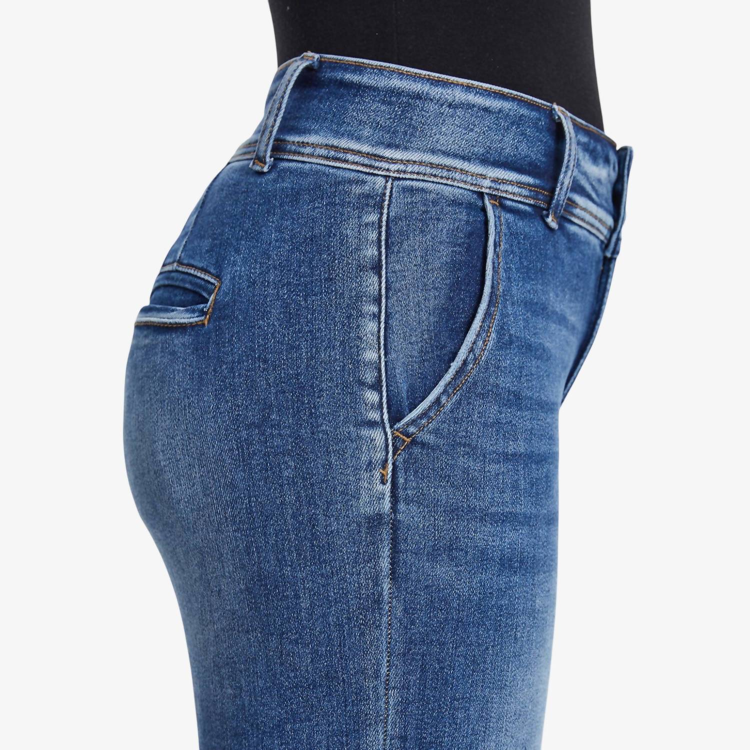 Bayeas High Rise Raw Hem Jean in medium blue - women's jeans - view 5