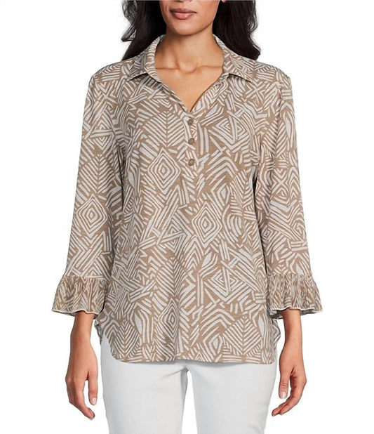 Multiples - Open Neck Button Shirt