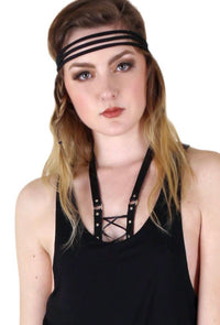 Tough Luv - Corset Lace Up Elastic Halter Harness
