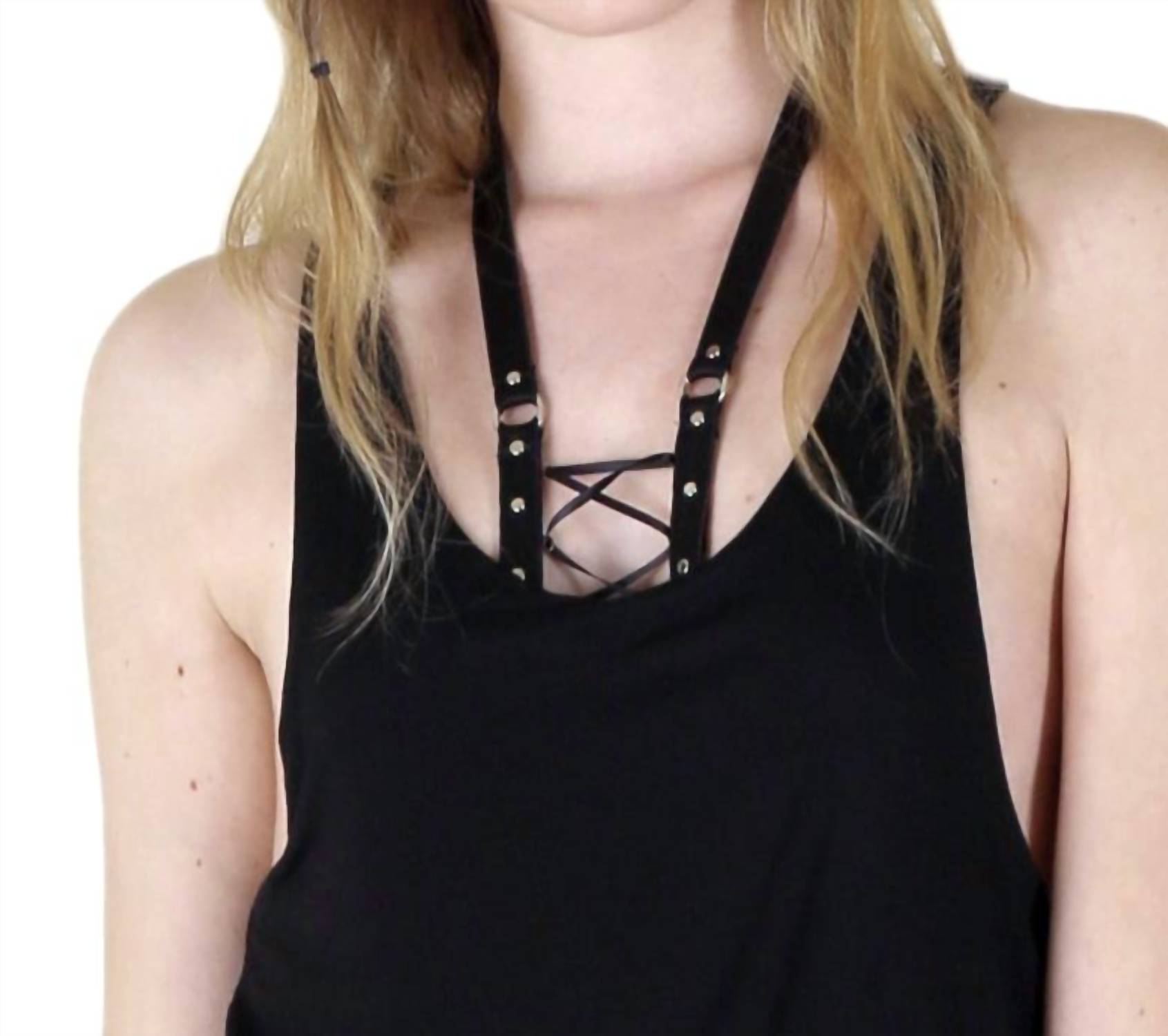 Tough Luv - Corset Lace Up Elastic Halter Harness