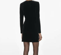 self-portrait Velvet Embellished Mini Dress in black - women's dress - view 4