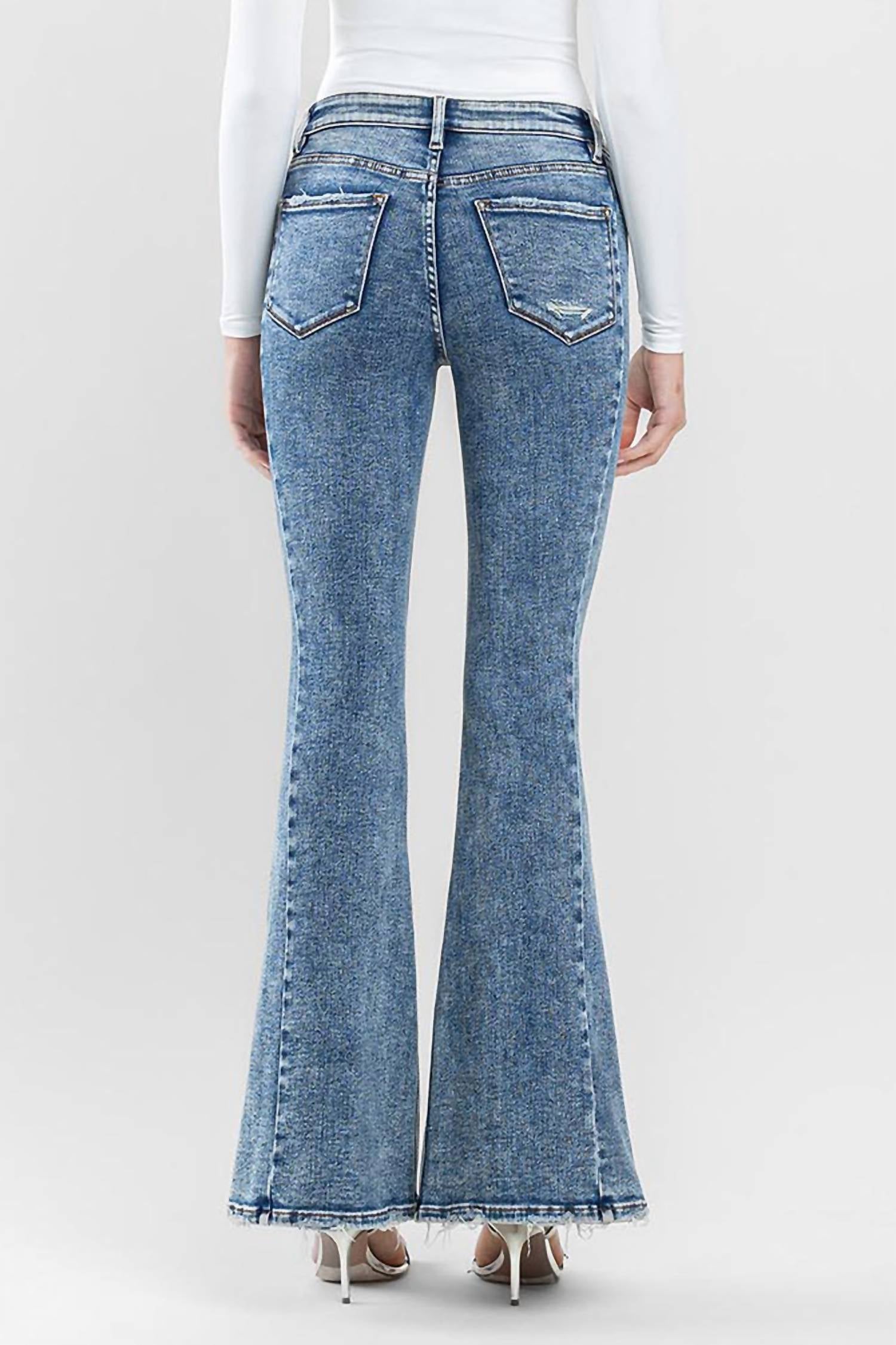 Flying Monkey - High Rise Split Hem Distressed Flare Jeans