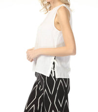 Charlie B - Side Ties Solid Linen Blend Sleeveless Top
